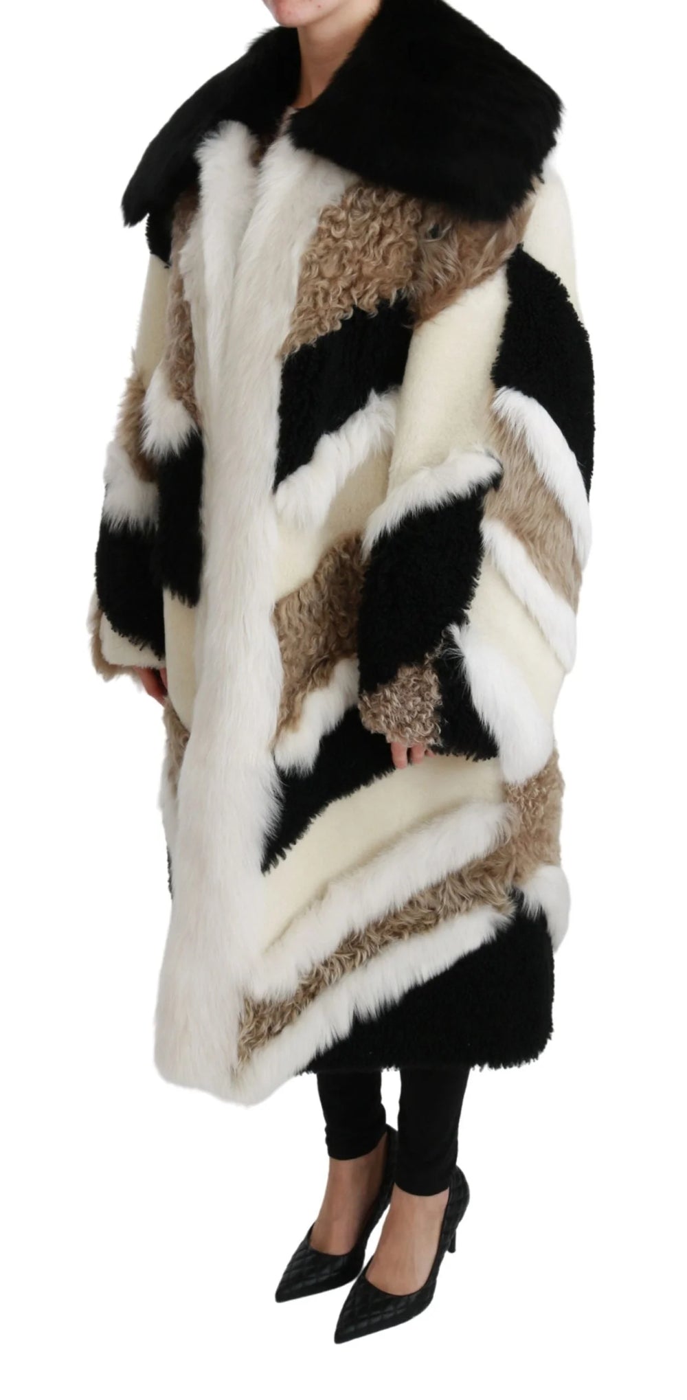 Dolce & Gabbana Sheep Fur Shearling Cape Jacket Coat - IT40 | M - Overcoats