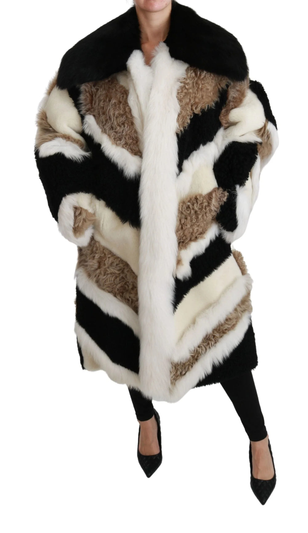 Dolce & Gabbana Sheep Fur Shearling Cape Jacket Coat - IT40 | M - Overcoats