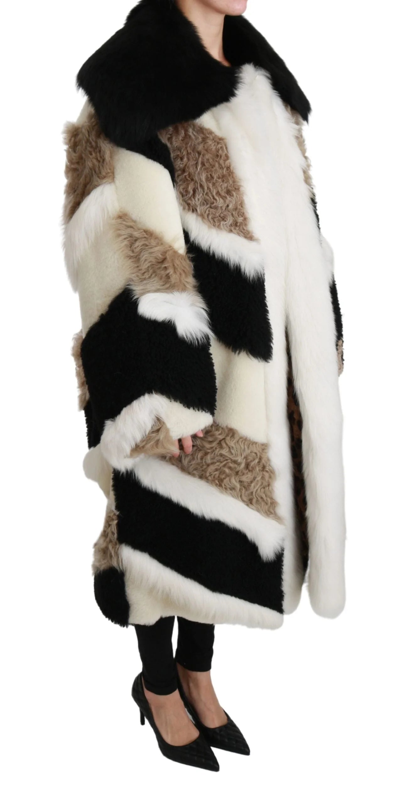Dolce & Gabbana Sheep Fur Shearling Cape Jacket Coat - IT40 | M - Overcoats