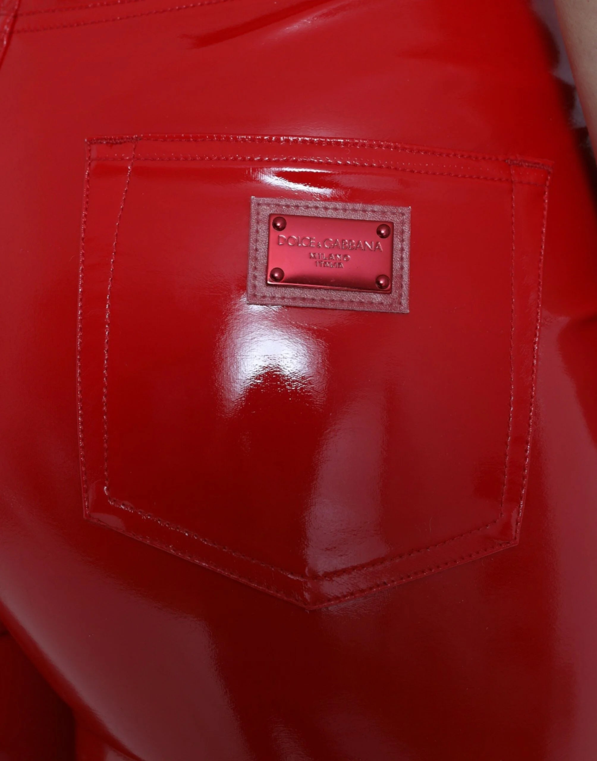 Dolce & Gabbana Shiny Red High Waist Skinny Pants - IT40|S - Trousers