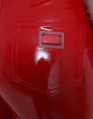 Dolce & Gabbana Shiny Red High Waist Skinny Pants - IT40|S - Trousers