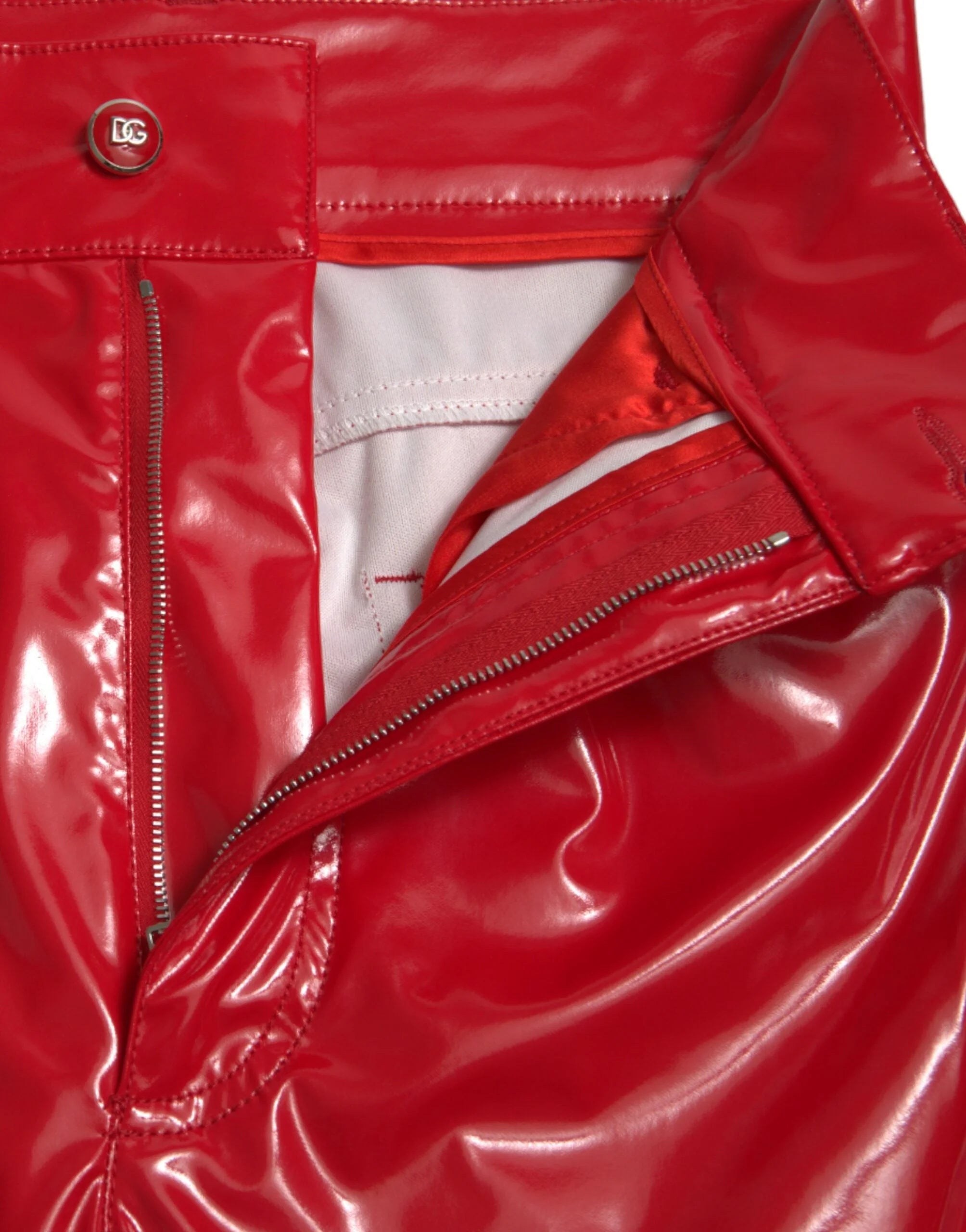 Dolce & Gabbana Shiny Red High Waist Skinny Pants - Trousers