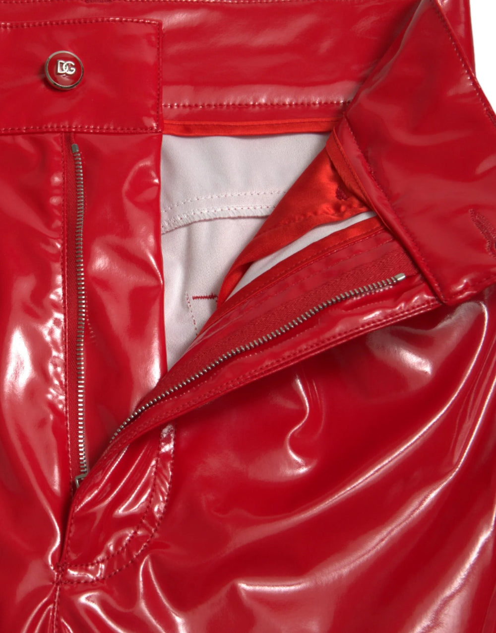 Dolce & Gabbana Shiny Red High Waist Skinny Pants - Trousers