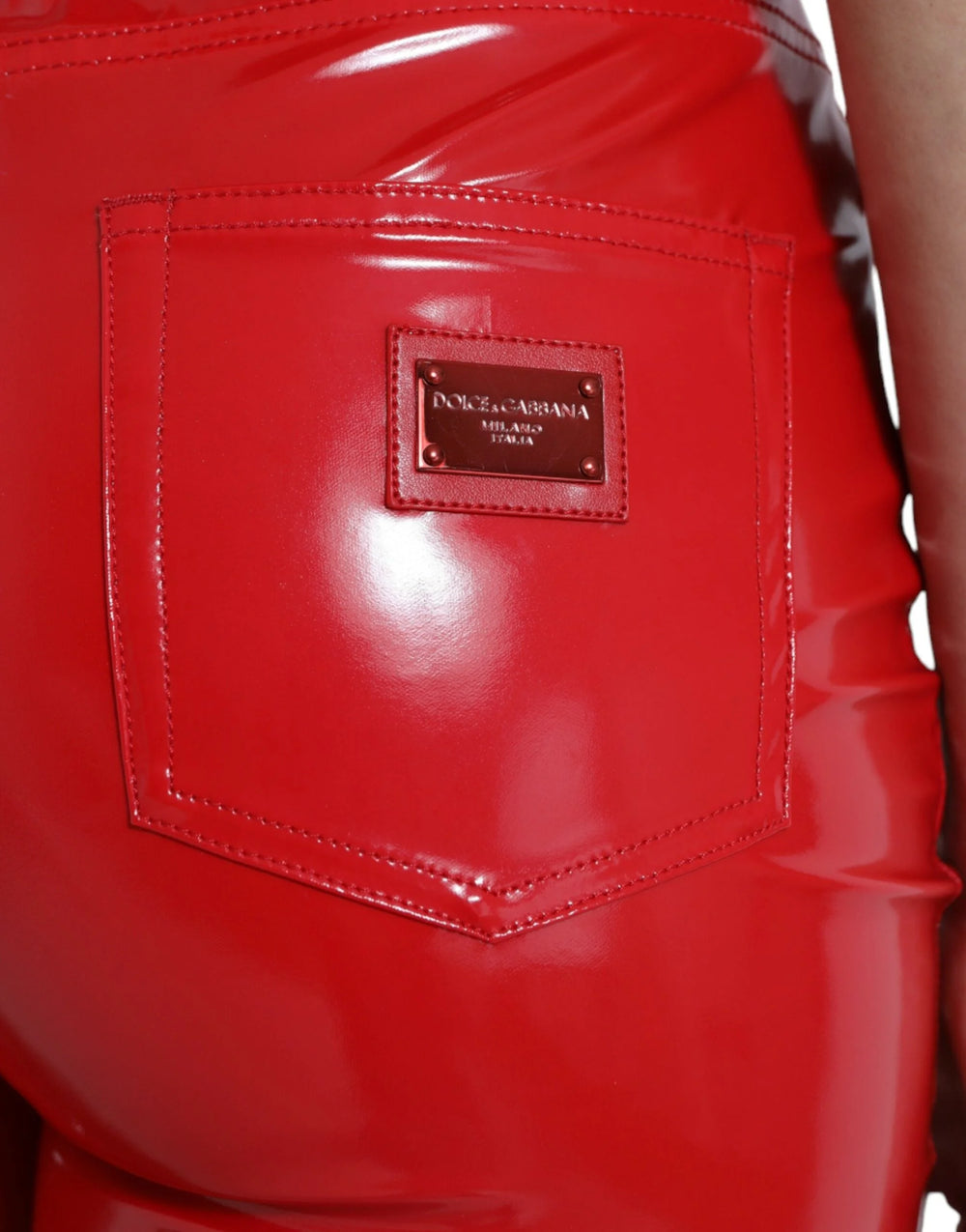 Dolce & Gabbana Shiny Red High Waist Skinny Pants - Trousers