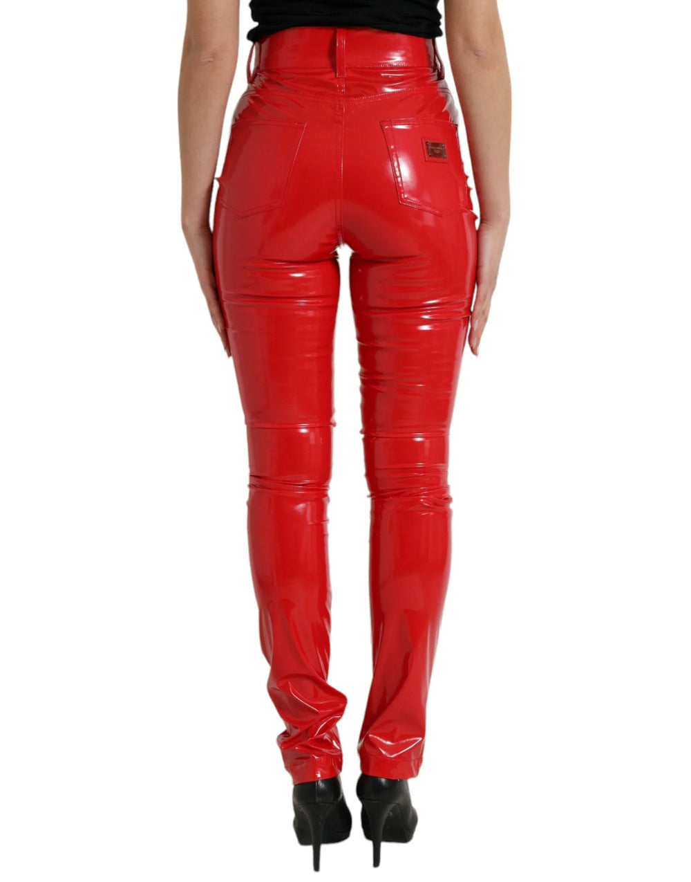 Dolce & Gabbana Shiny Red High Waist Skinny Pants - Trousers