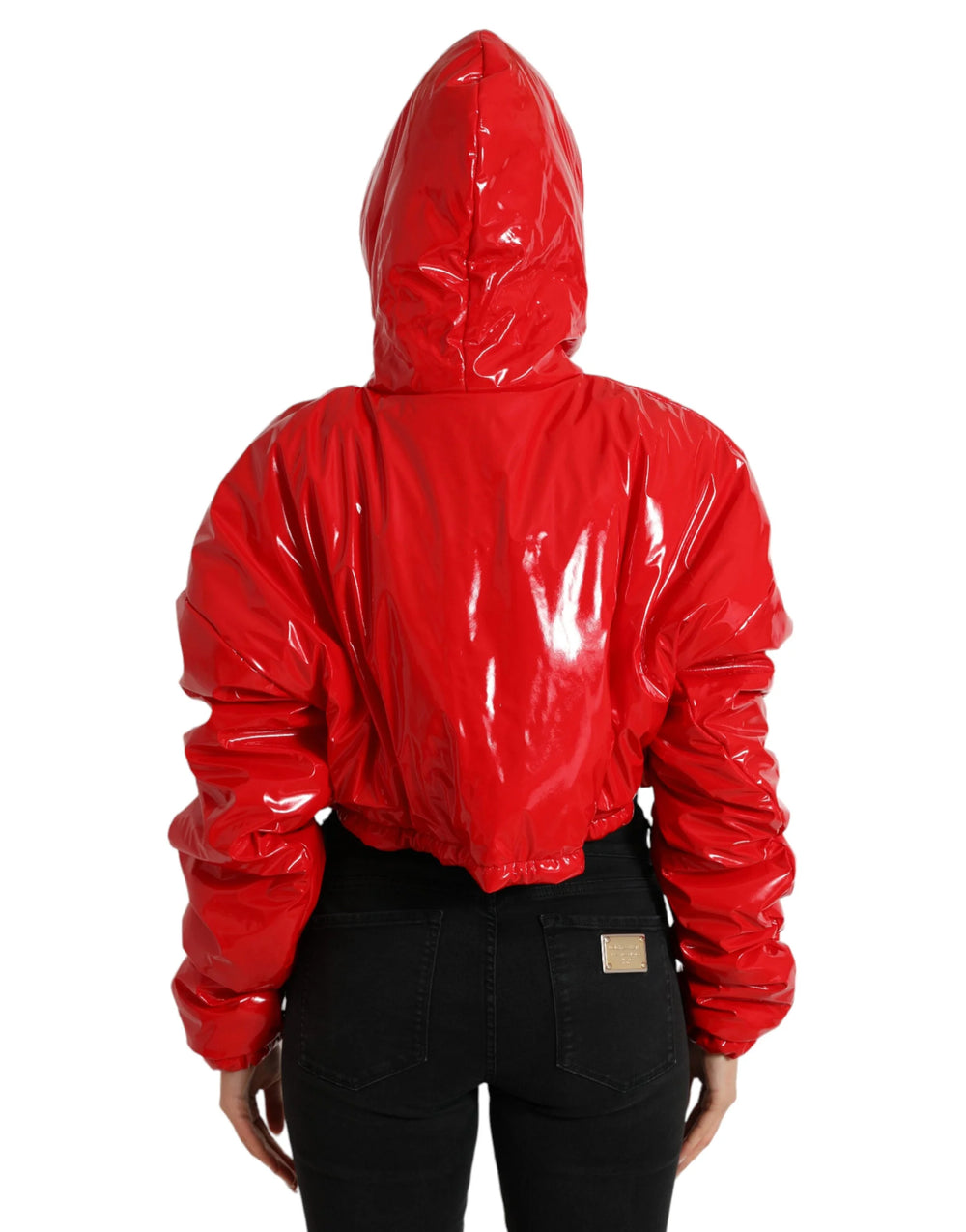 Dolce & Gabbana Shiny Red Hooded Cropped Short Coat Jacket - IT40|S - Rain Coats