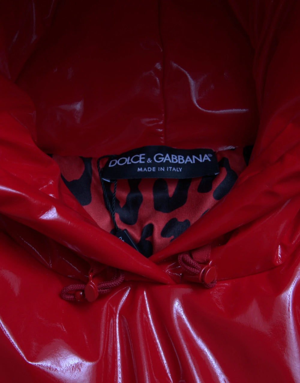 Dolce & Gabbana Shiny Red Hooded Cropped Short Coat Jacket - IT40|S - Rain Coats