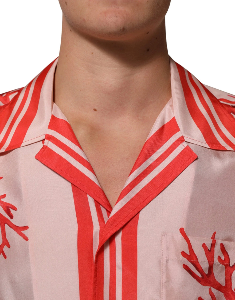 Dolce & Gabbana Shirt Red Corals Short Sleeves Button Down - IT39 | S - Shirts