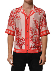 Dolce & Gabbana Shirt Red Corals Short Sleeves Button Down - IT39 | S - Shirts