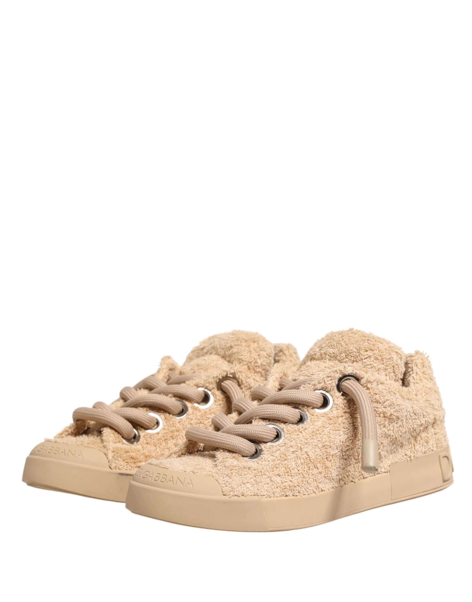 Dolce & Gabbana Topánky Béžové Tenisky s imitáciou Shearlingu - EU44/US11