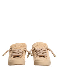 Dolce & Gabbana Topánky Béžové Tenisky s imitáciou Shearlingu - EU44/US11