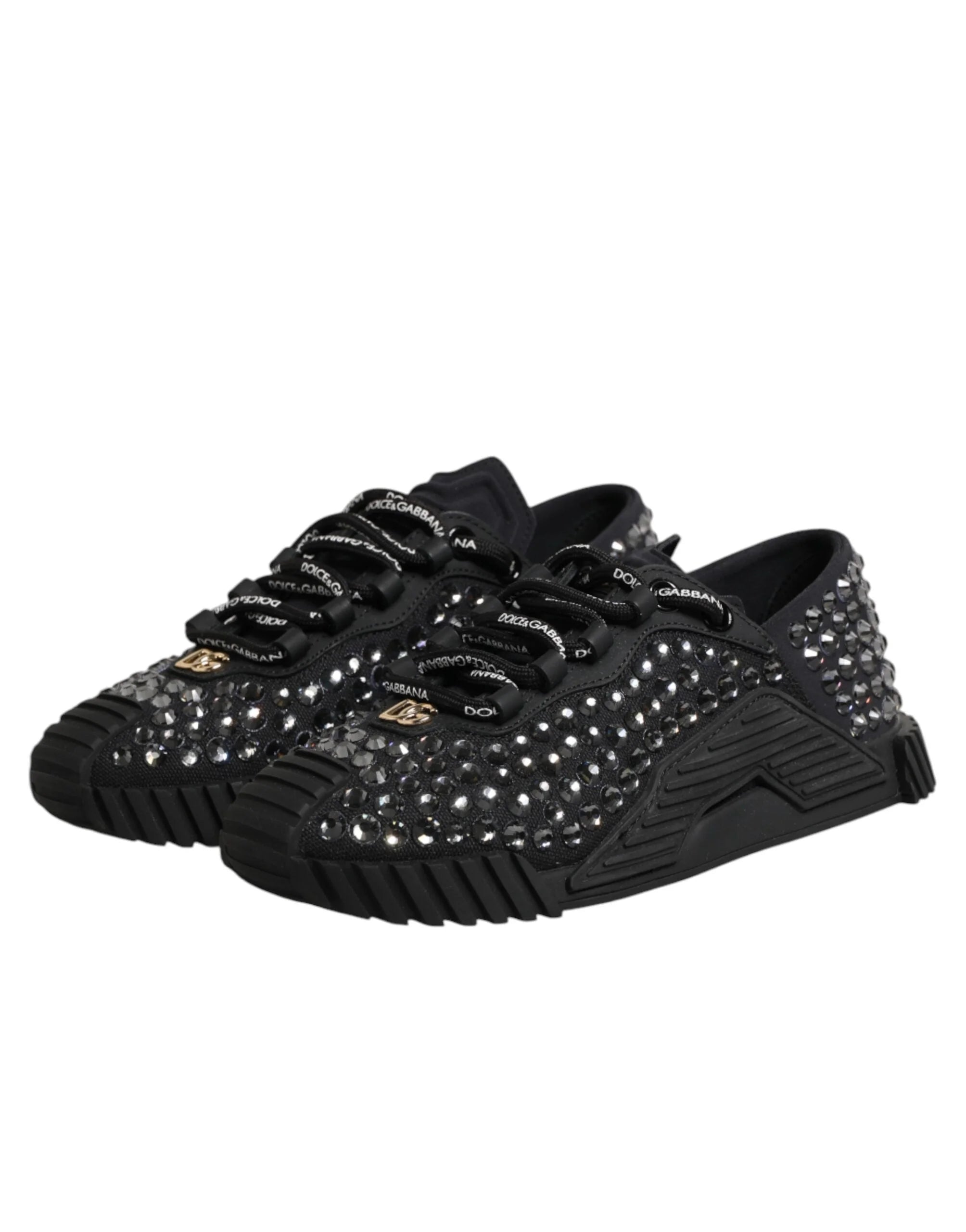 Dolce & Gabbana Shoes Black Embellished Low Top NS1 Sneakers Shoes - EU36/US5.5