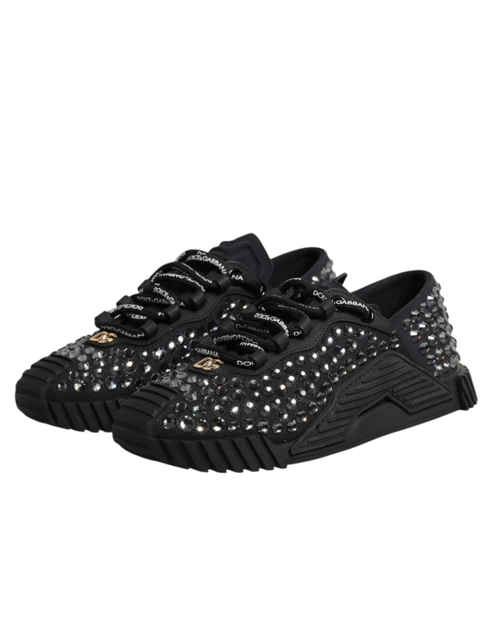 Dolce & Gabbana Shoes Black Embellished Low Top NS1 Sneakers Shoes - EU36/US5.5
