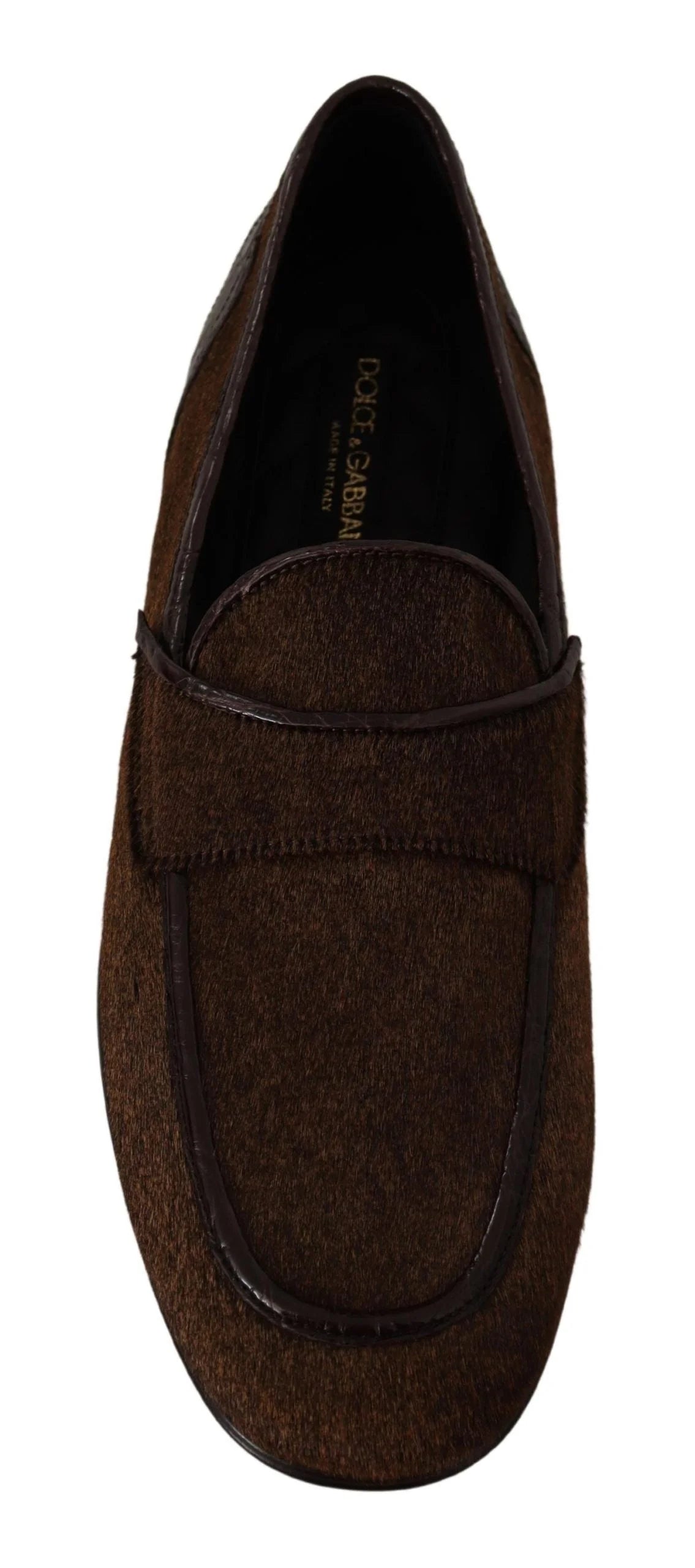 Dolce & Gabbana Shoes Dress Loafers Brown Leather Slip Shoes - EU39/US6