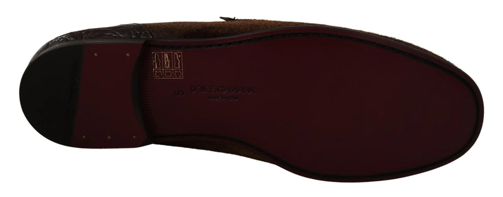 Dolce & Gabbana Shoes Dress Loafers Brown Leather Slip Shoes - EU39/US6