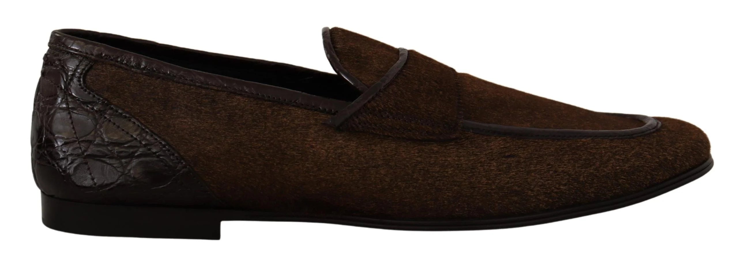Dolce & Gabbana Shoes Dress Loafers Brown Leather Slip Shoes - EU39/US6