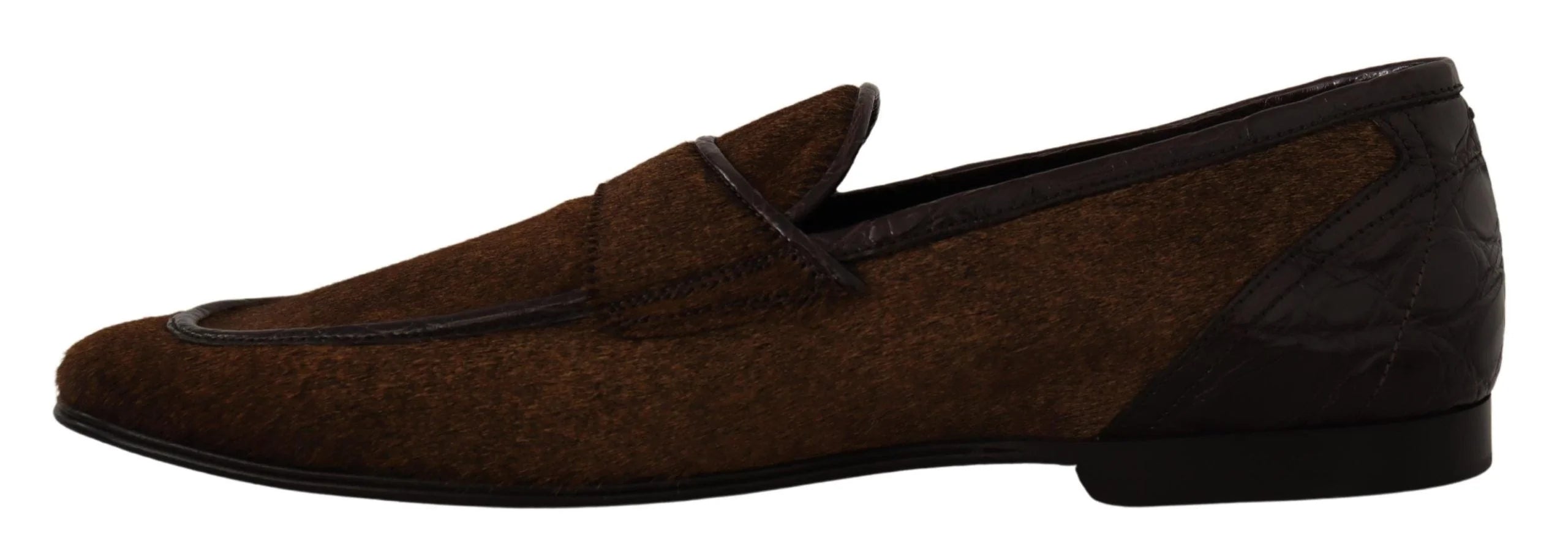Dolce & Gabbana Shoes Dress Loafers Brown Leather Slip Shoes - EU39/US6