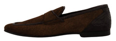 Dolce & Gabbana Shoes Dress Loafers Brown Leather Slip Shoes - EU39/US6