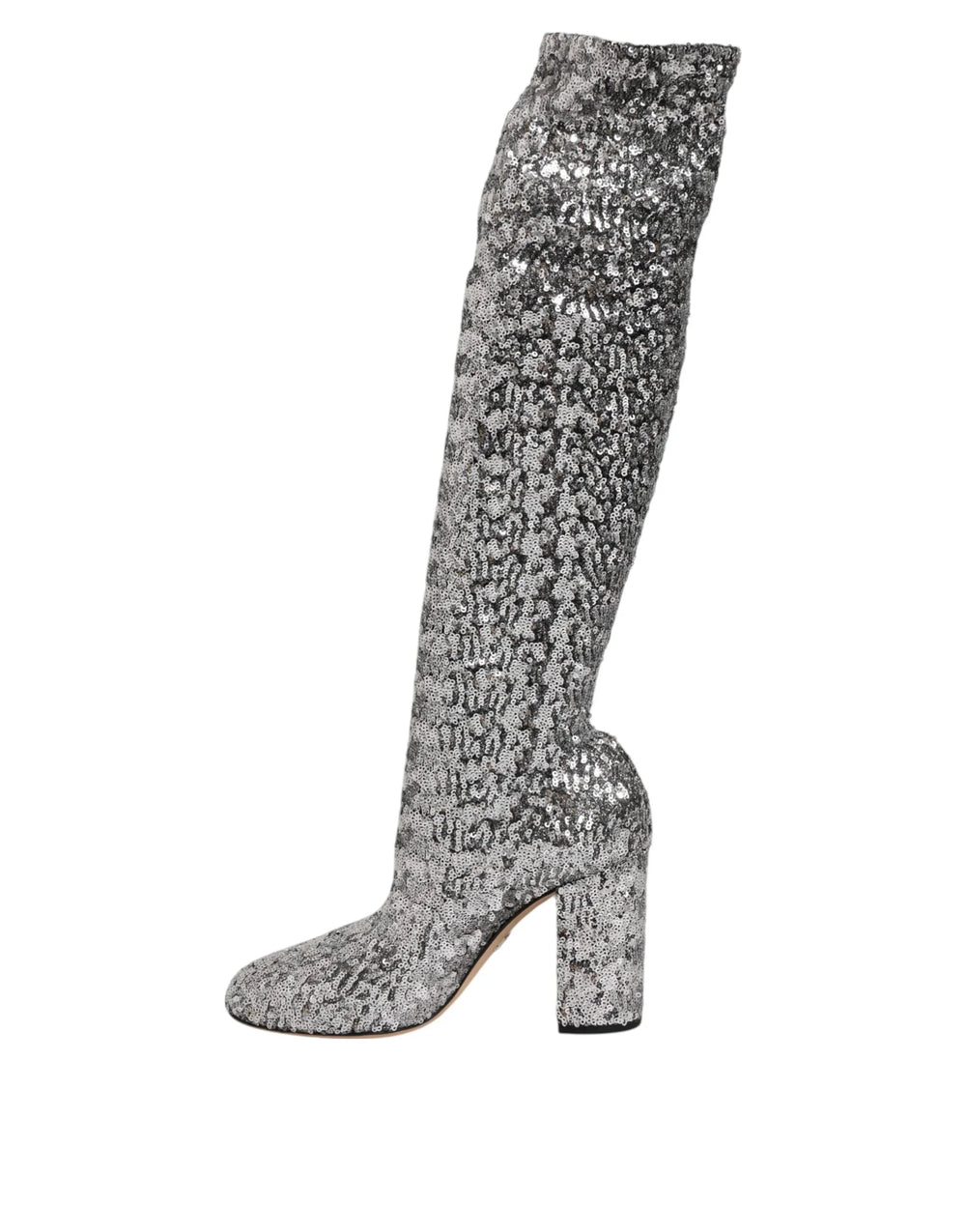 Dolce & Gabbana Shoes Silver Sequins Glitter High Heel Boot Shoes - Boots