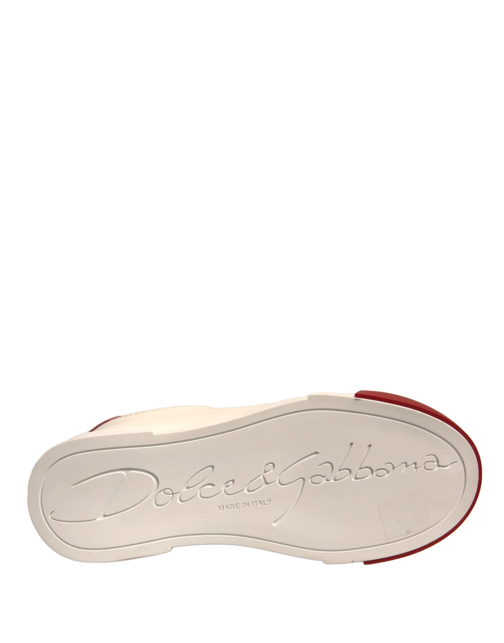 Dolce & Gabbana Shoes White Leather Logo Portofino Sneakers - EU35.5/US5 - Sneakers
