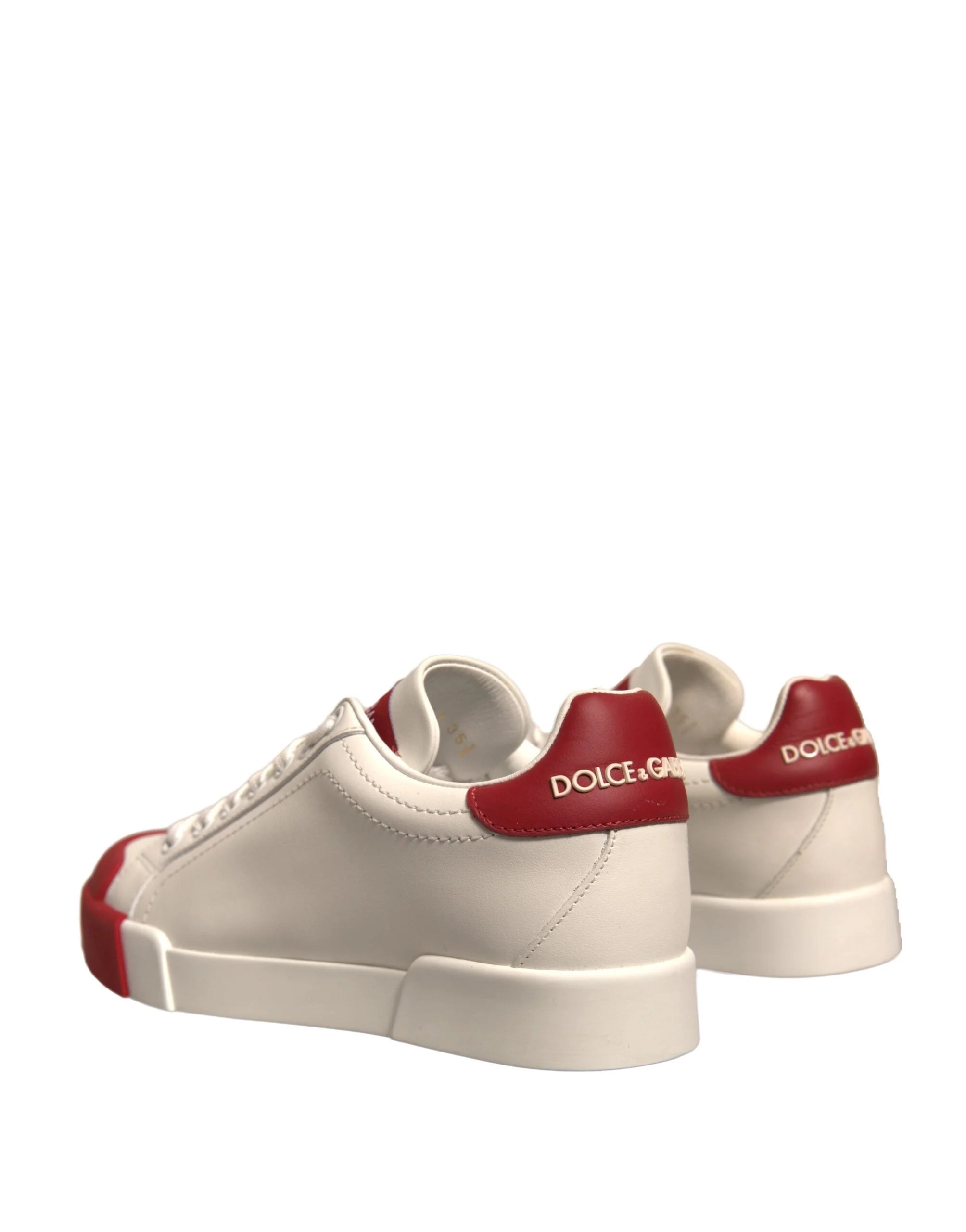 Dolce & Gabbana Shoes White Leather Logo Portofino Sneakers - EU35.5/US5 - Sneakers