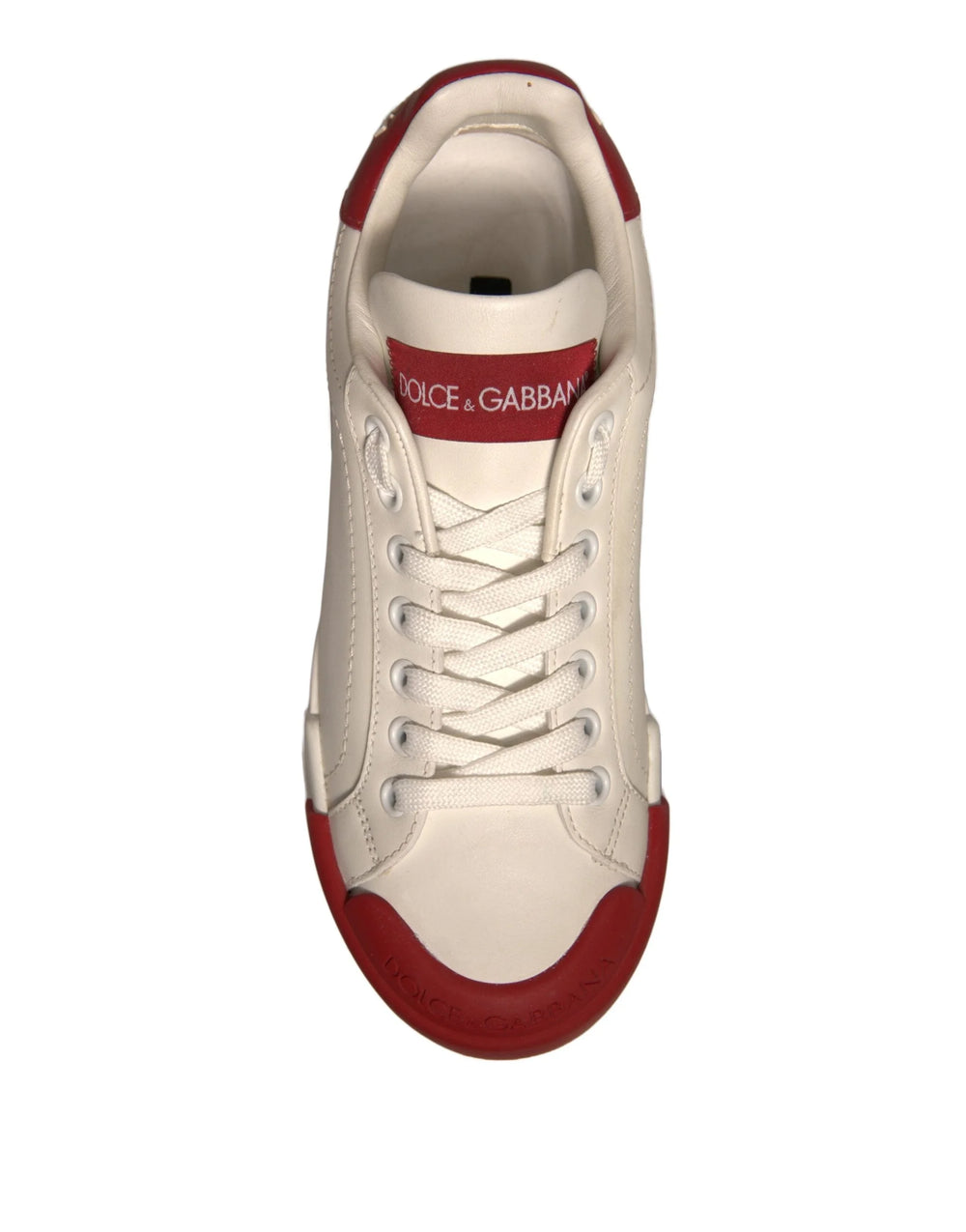 Dolce & Gabbana Shoes White Leather Logo Portofino Sneakers - EU35.5/US5 - Sneakers