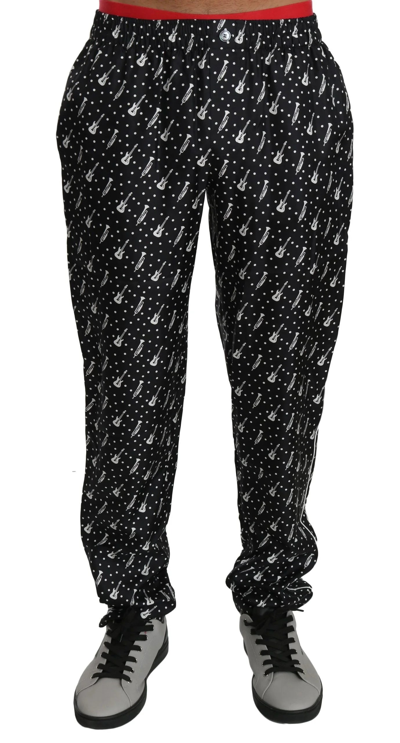 Dolce & Gabbana Silk Black Musical Instrument Trouser Pants - IT46 | S - Trousers