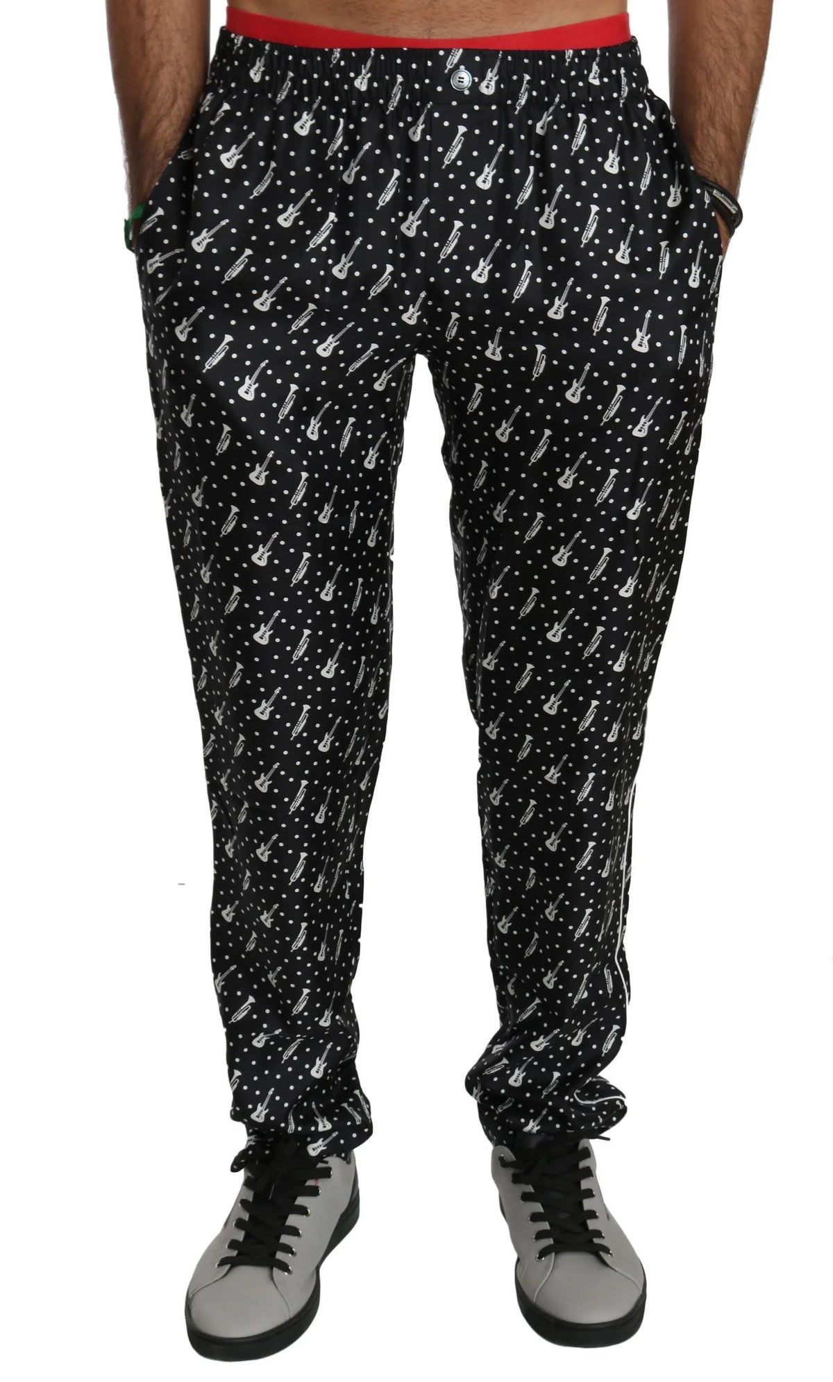 Dolce & Gabbana Silk Black Musical Instrument Trouser Pants - IT46 | S - Trousers