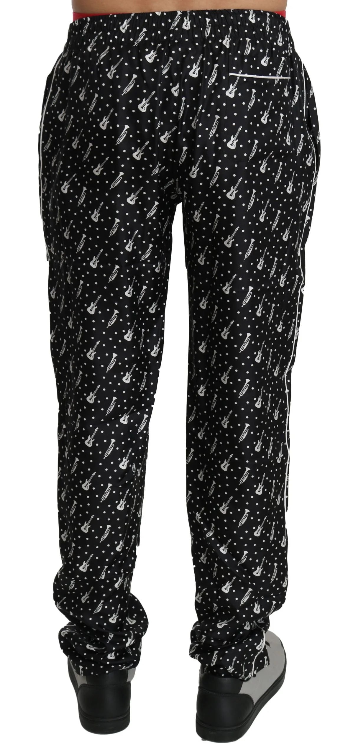 Dolce & Gabbana Silk Black Musical Instrument Trouser Pants - IT46 | S - Trousers