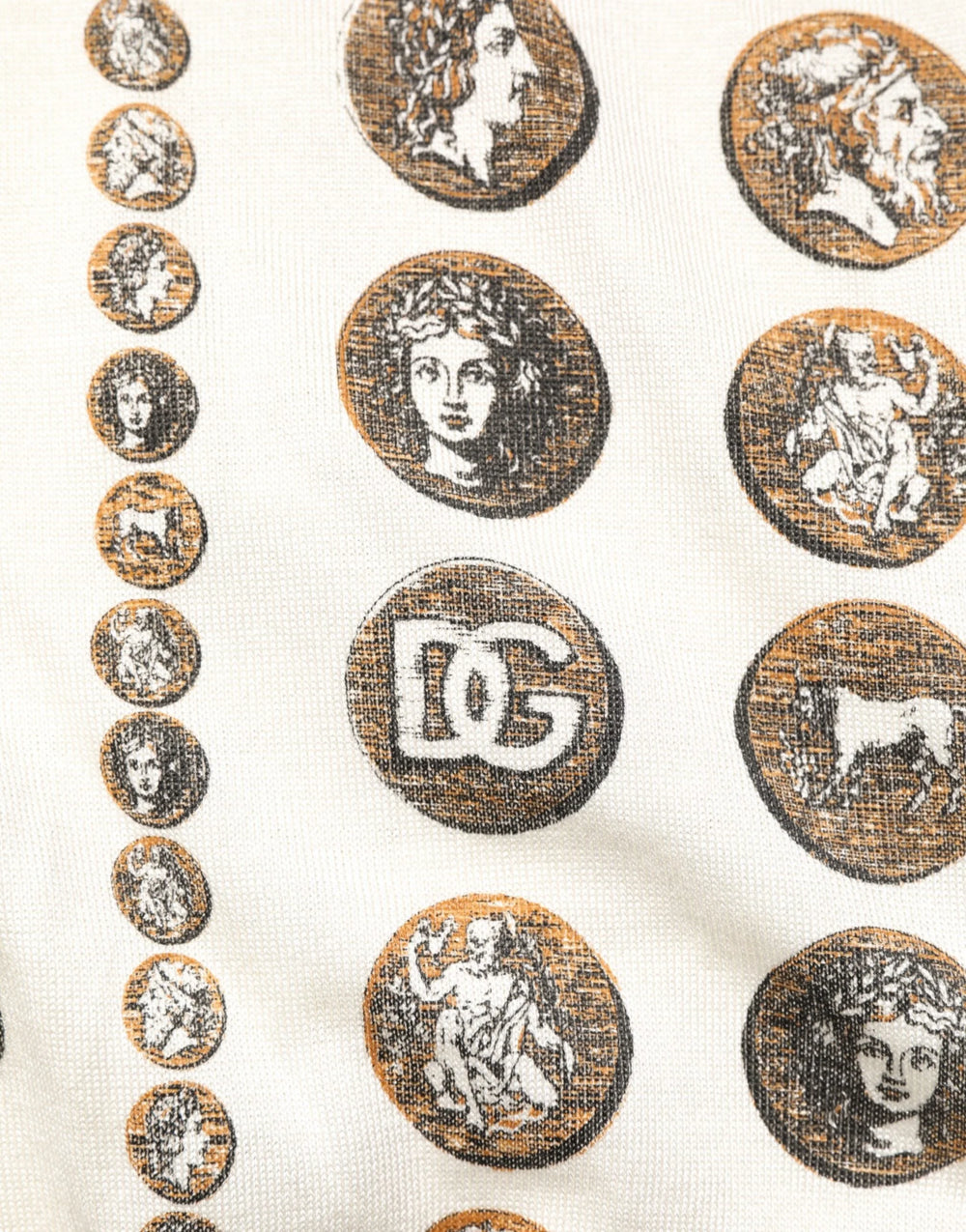 Dolce & Gabbana Silk Ivory Coin Print Logo Men Polo T-shirt - Polos