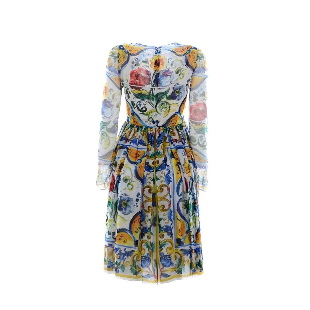 Dolce & Gabbana Silk Maiolica Dress - 38 - Dresses