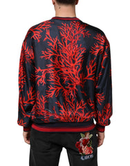 Dolce & Gabbana Silk Navy Red Coral Print Pullover Sweater - IT52 | XL - Sweaters