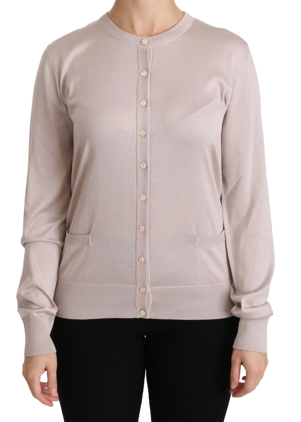 Dolce & Gabbana Silk Pink Long Sleeve Lace Top Sweater - IT44|L - Sweaters