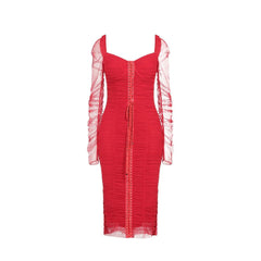Dolce & Gabbana Silk Ruched Tulle Midi Dress - 42