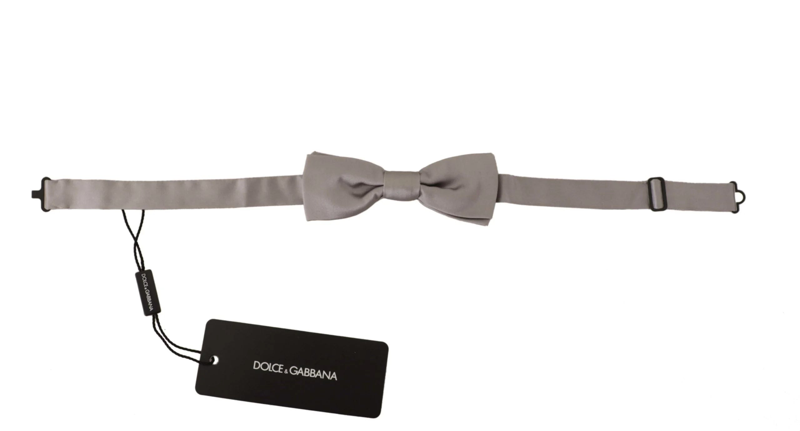 Dolce & Gabbana Silver 100% Silk Slim Adjustable Neck Papillon Tie - Neckties