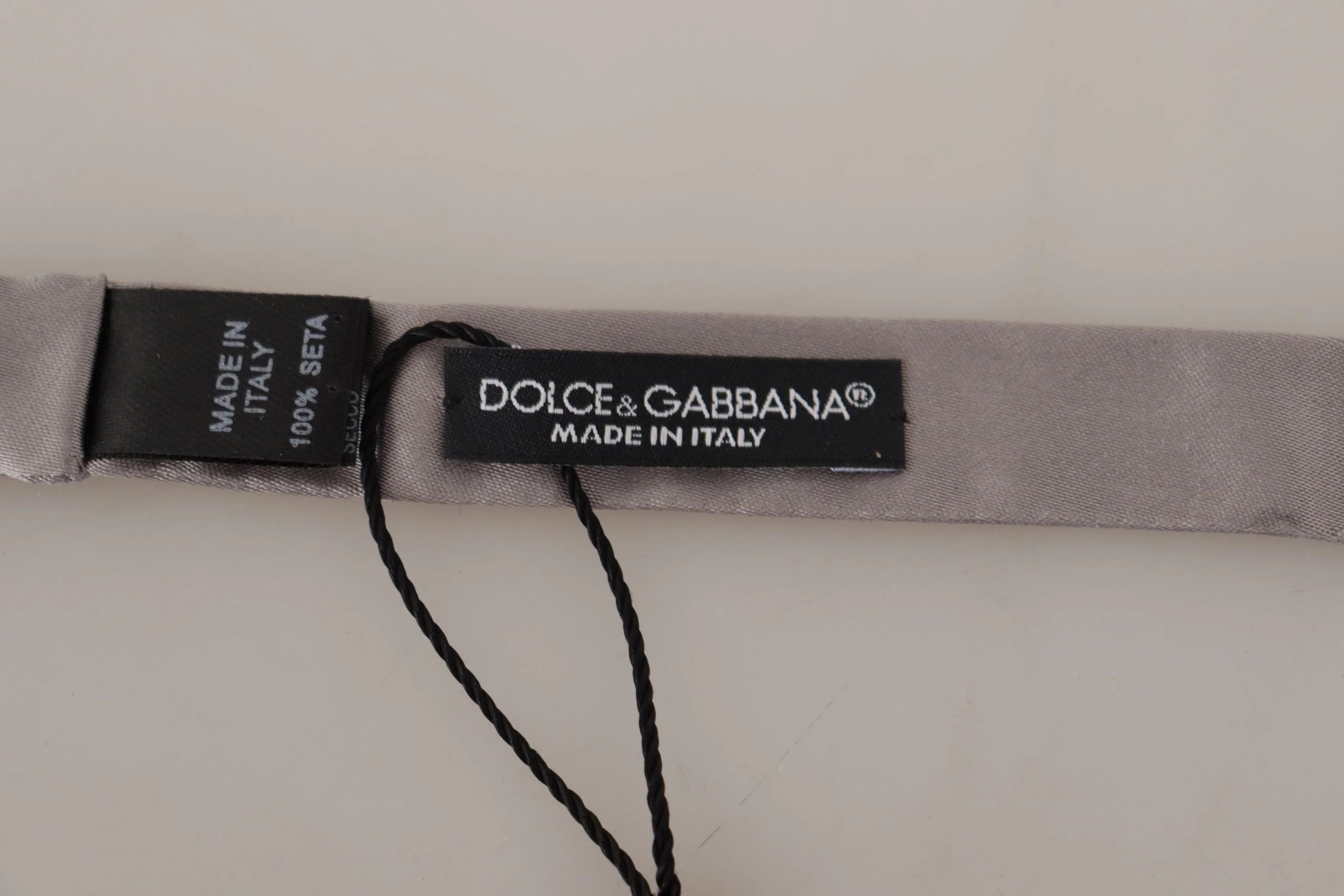 Dolce & Gabbana Silver 100% Silk Slim Adjustable Neck Papillon Tie - Neckties