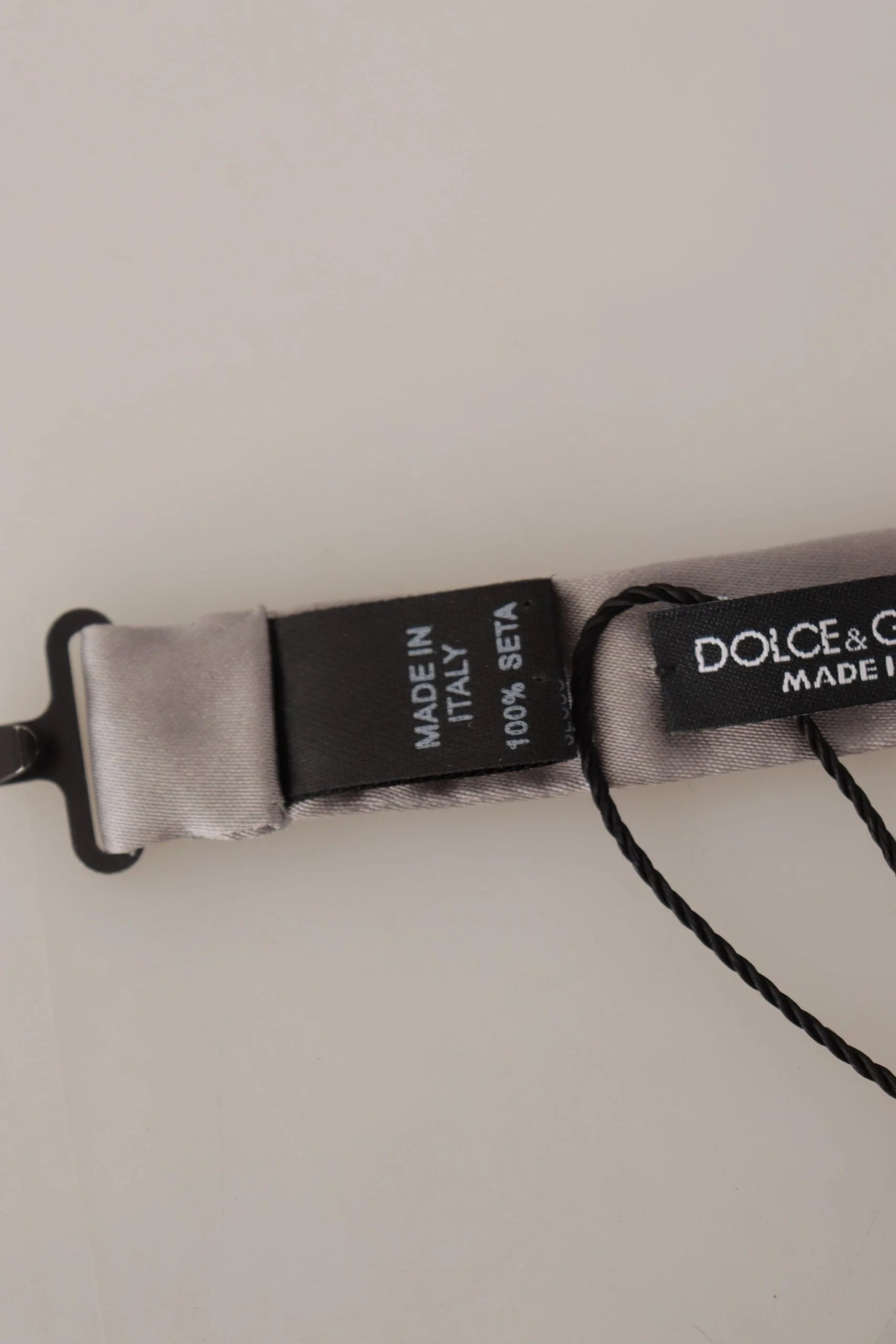 Dolce & Gabbana Silver 100% Silk Slim Adjustable Neck Papillon Tie - Neckties
