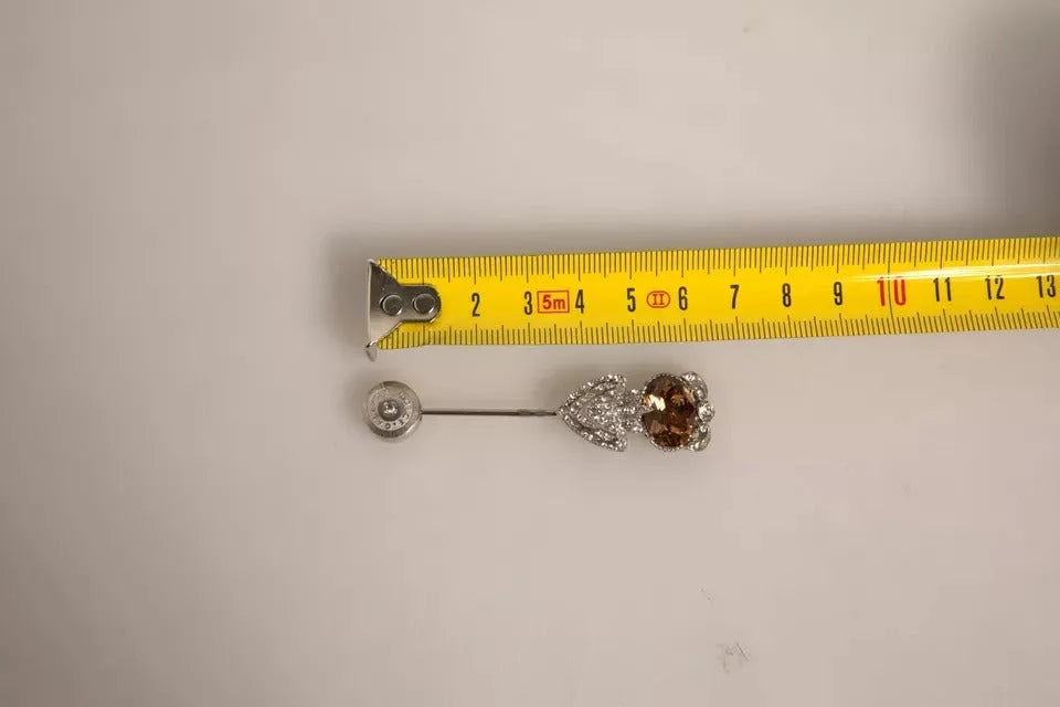 Dolce & Gabbana Silver 925 Sterling Silver Crystals Pin Collar Brooch - Brooches & Lapel Pins