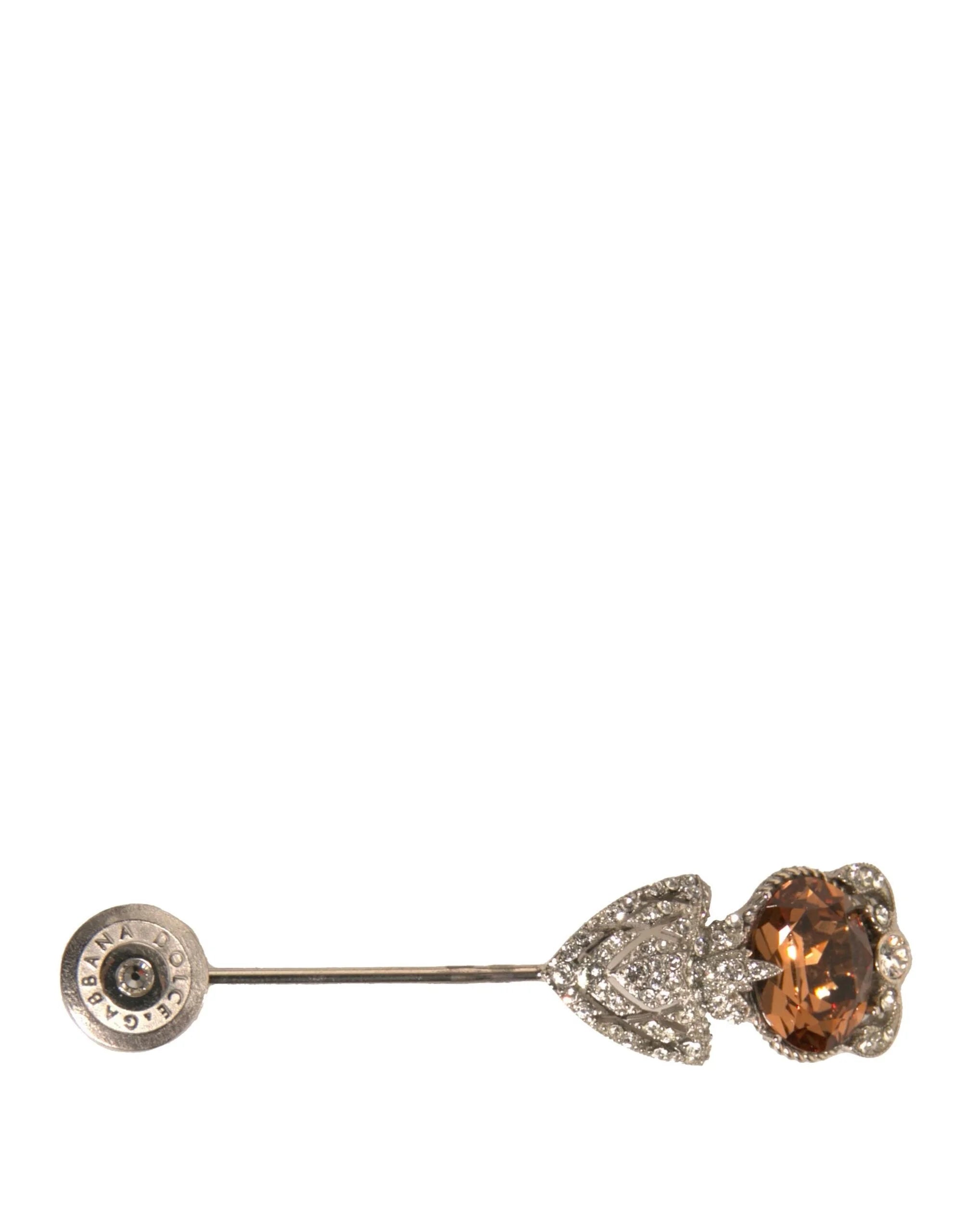 Dolce & Gabbana Silver 925 Sterling Silver Crystals Pin Collar Brooch - Brooches & Lapel Pins