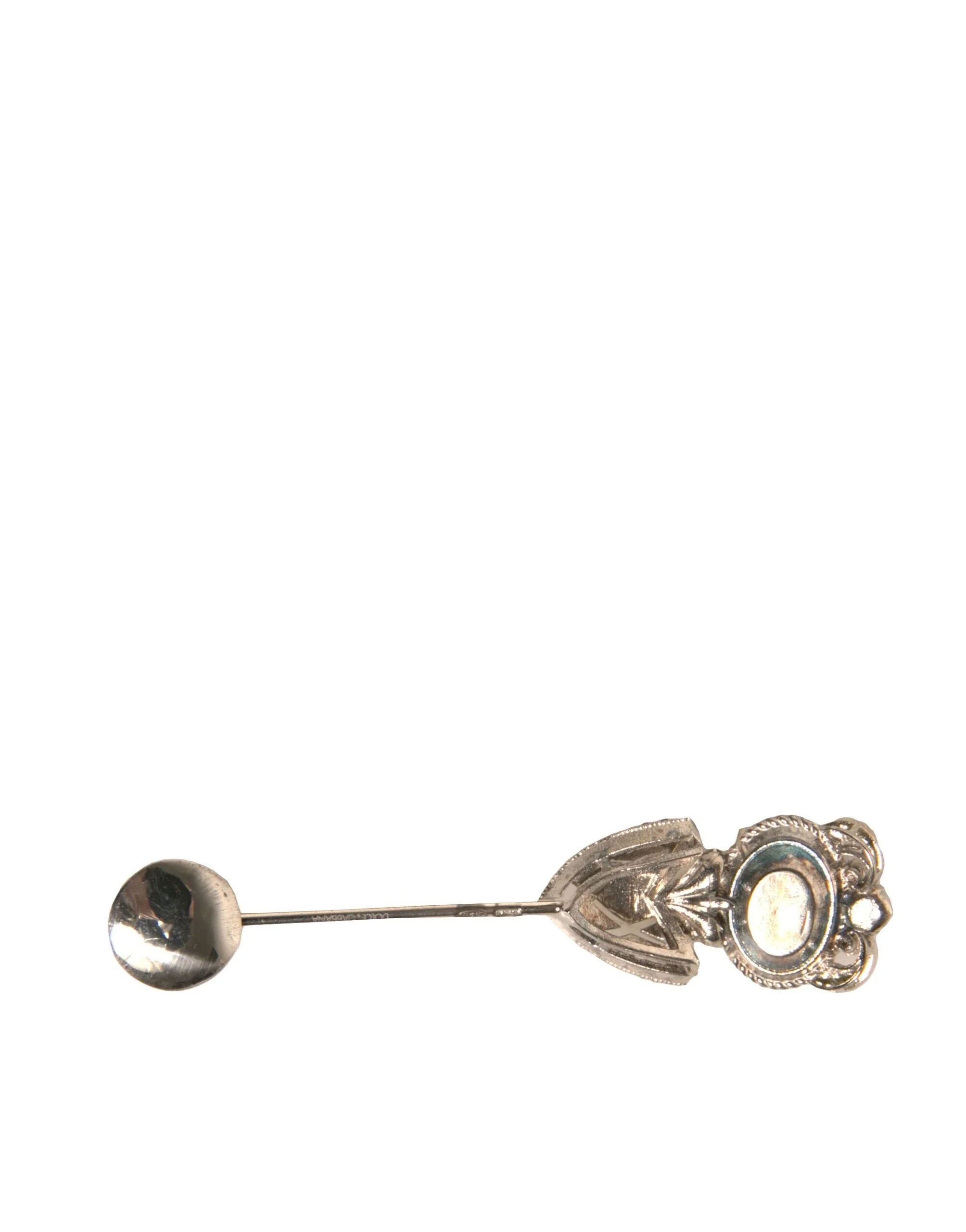 Dolce & Gabbana Silver 925 Sterling Silver Crystals Pin Collar Brooch - Brooches & Lapel Pins