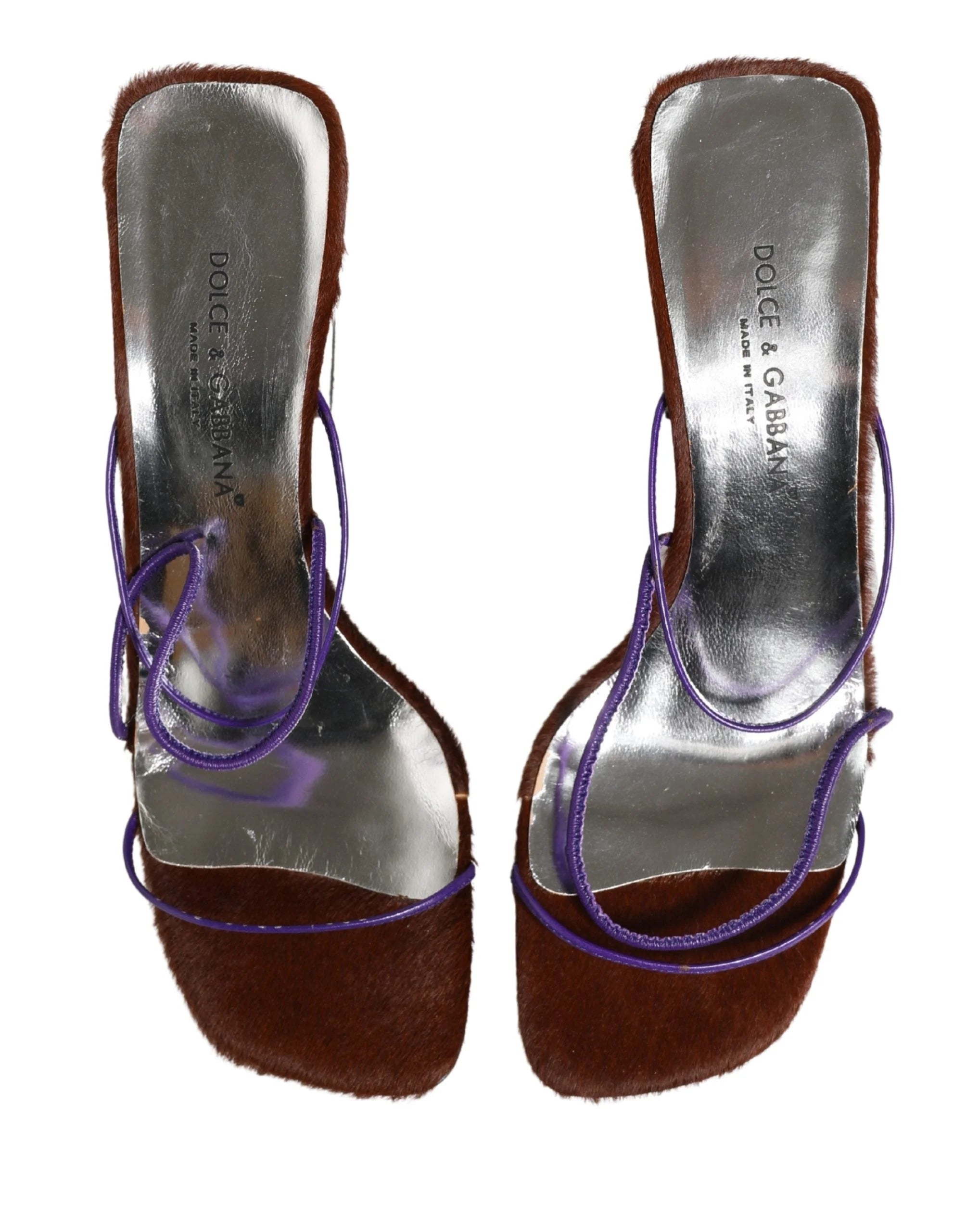 Dolce & Gabbana Sandales à talons blocs argentés à enfiler - EU39/US8.5