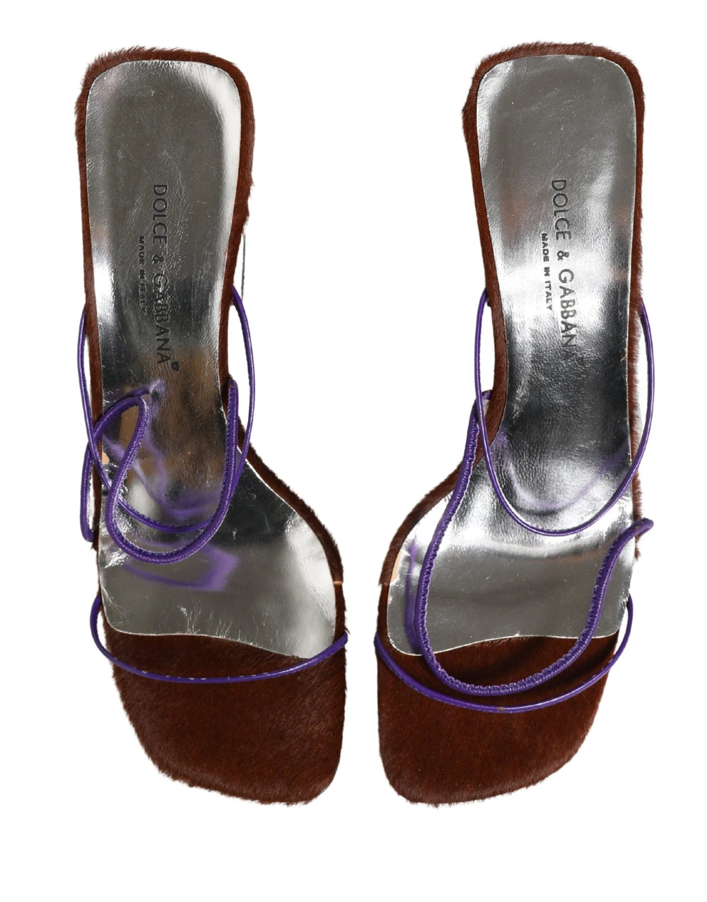 Dolce & Gabbana Sandales à talons blocs argentés à enfiler - EU39/US8.5