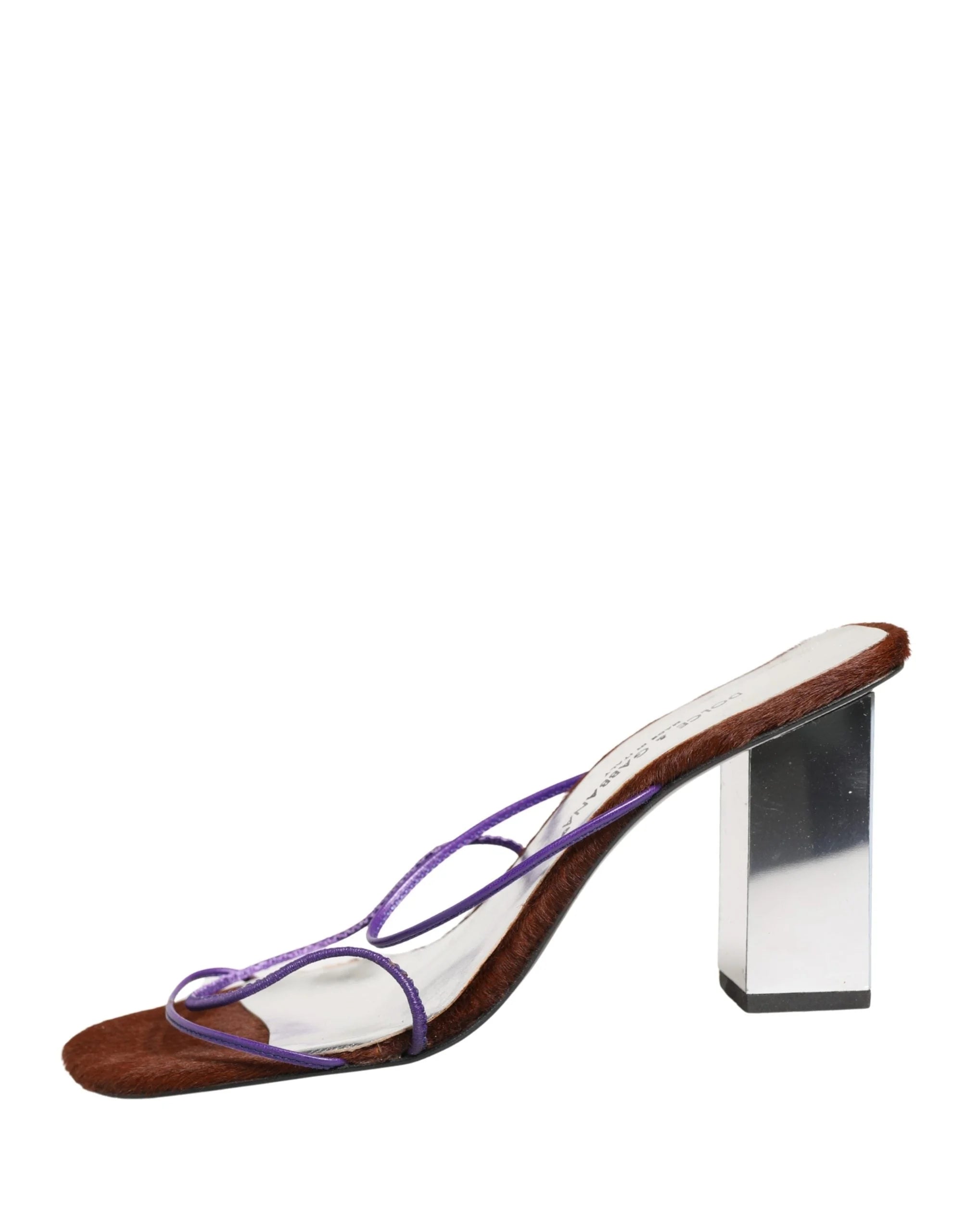 Dolce & Gabbana Sandales à talons blocs argentés à enfiler - EU39/US8.5