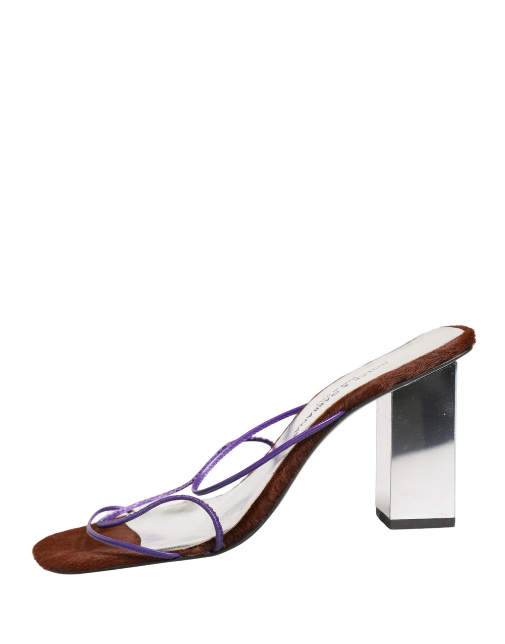 Dolce & Gabbana Sandales à talons blocs argentés à enfiler - EU39/US8.5