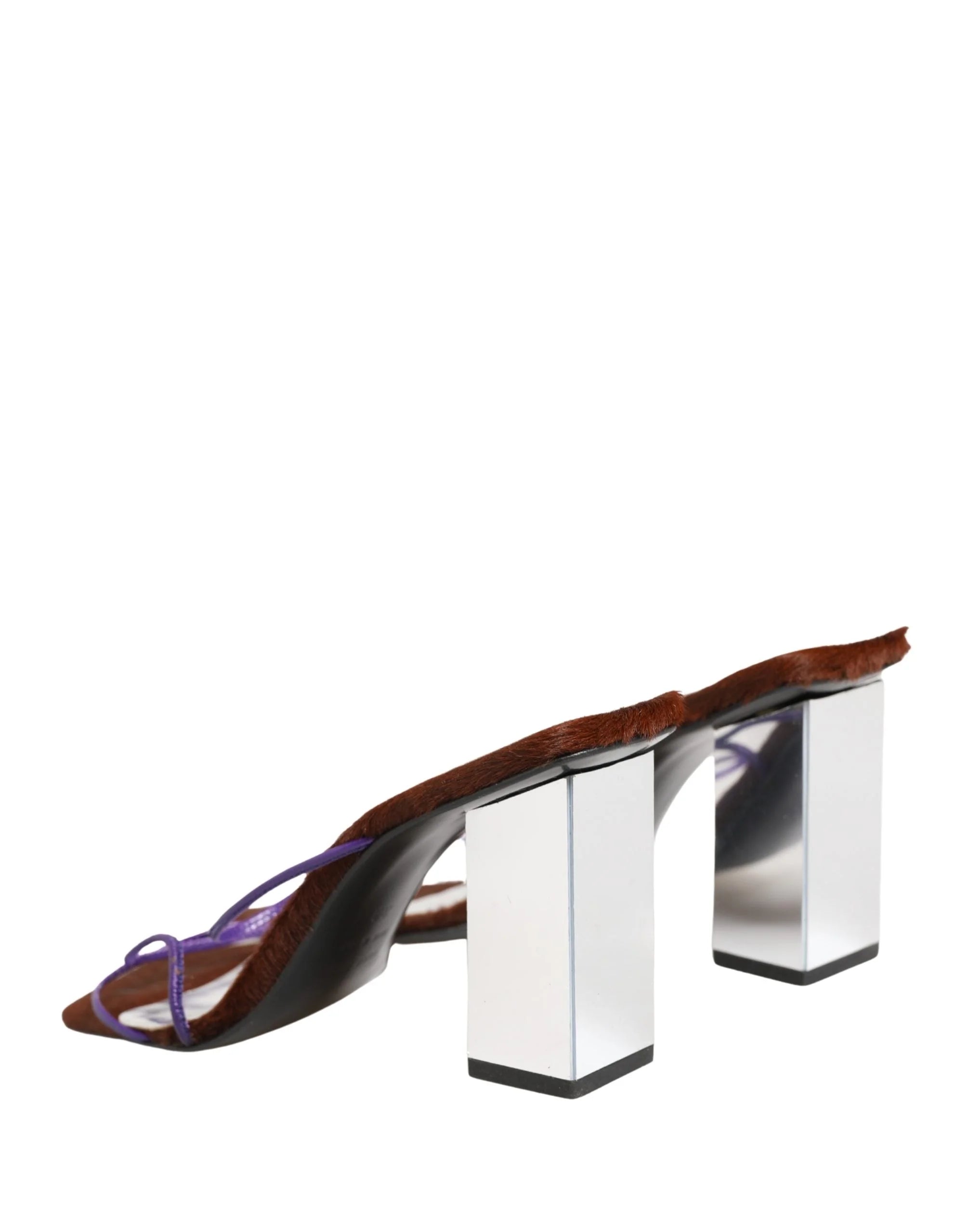 Dolce & Gabbana Sandales à talons blocs argentés à enfiler - EU39/US8.5