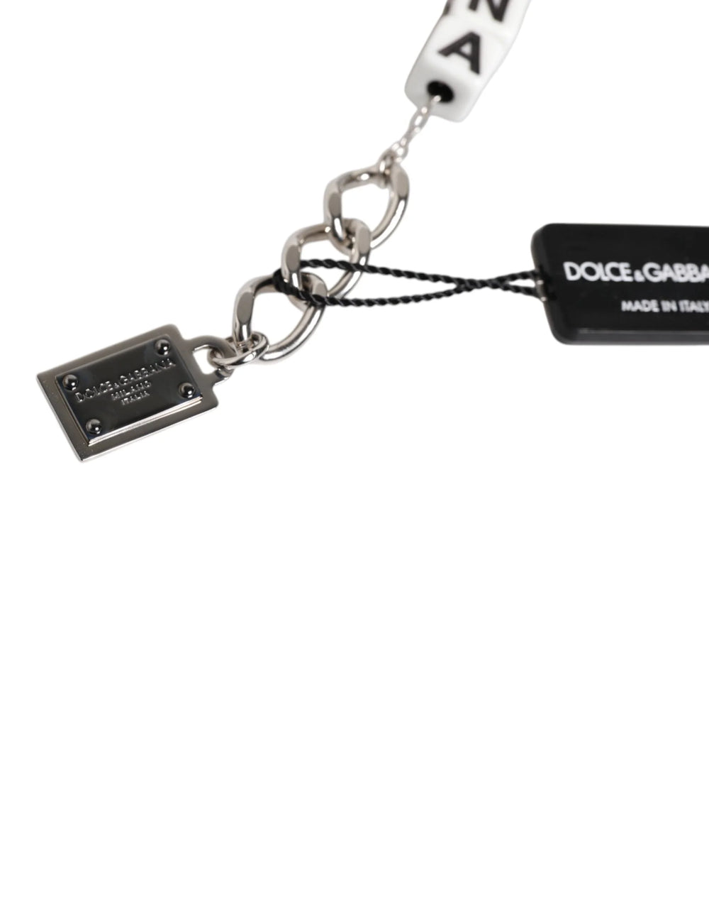Dolce & Gabbana Silver Brass Chain Dice Logo Embellished Charm Bracelet - Bracelets