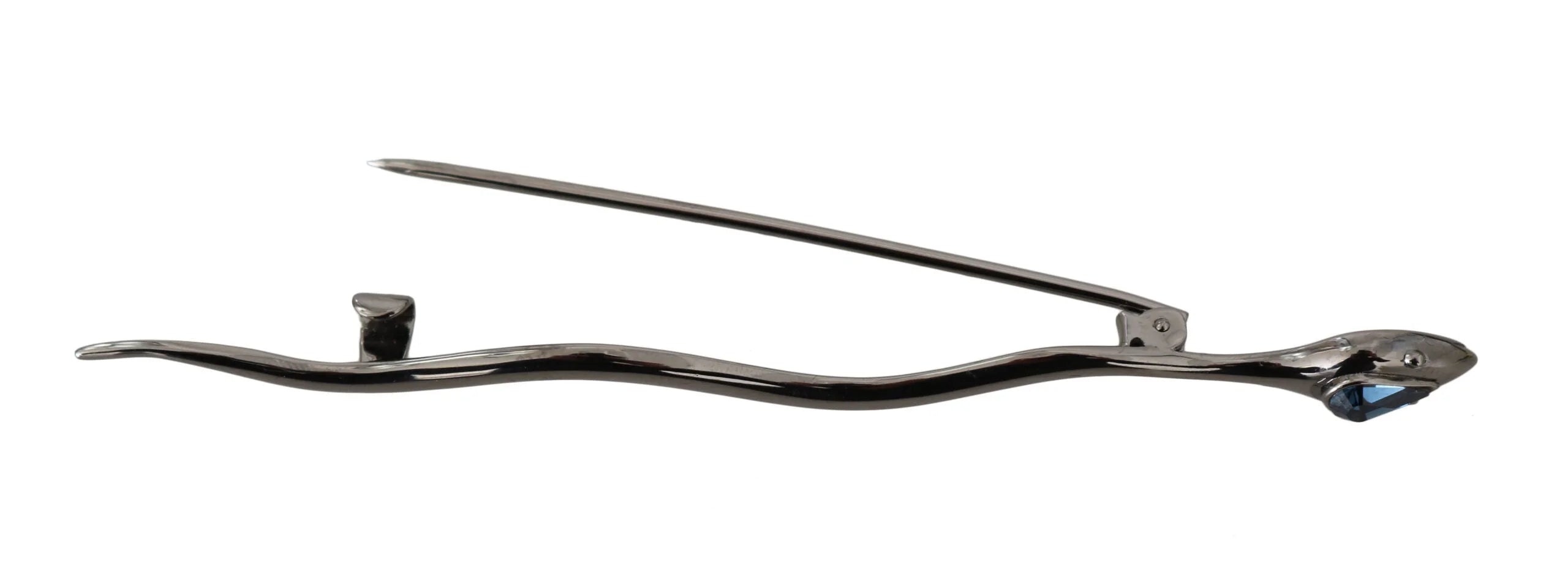 Dolce & Gabbana Silver Brass Crystal Spilla Serpente Brooch Pin - Brooches & Lapel Pins