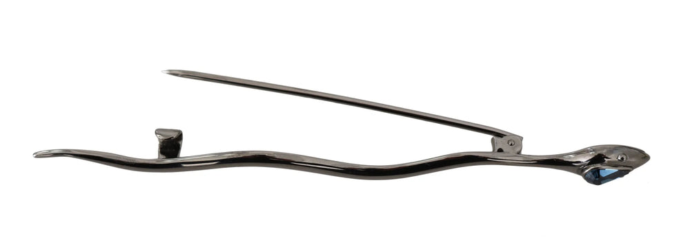 Dolce & Gabbana Silver Brass Crystal Spilla Serpente Brooch Pin - Brooches & Lapel Pins