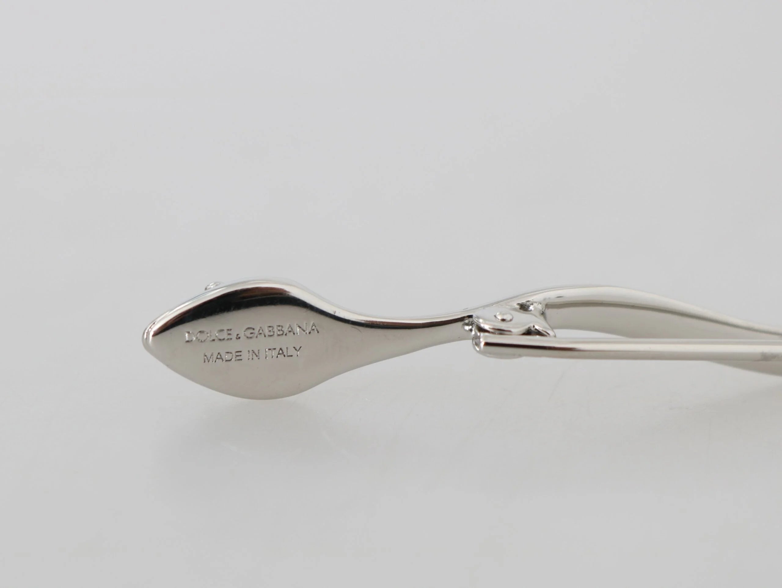 Dolce & Gabbana Silver Brass Crystal Spilla Serpente Mens Brooch Pin - Brooches & Lapel Pins