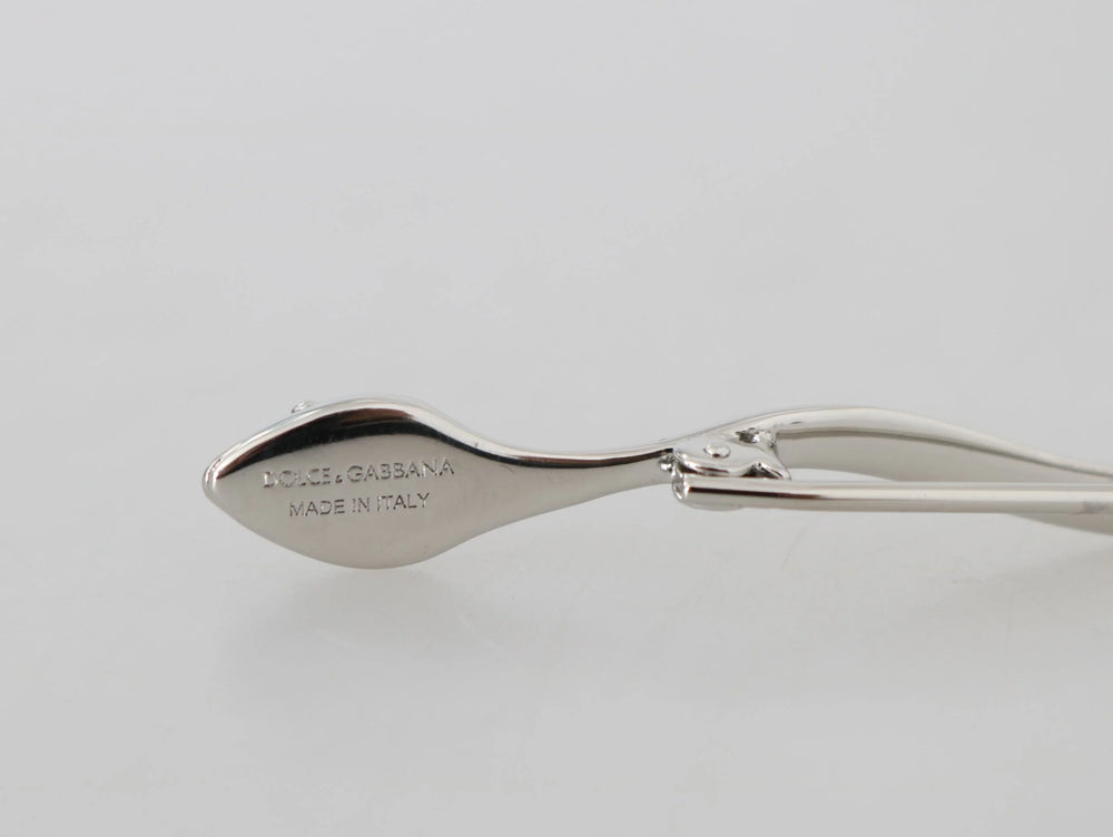 Dolce & Gabbana Silver Brass Crystal Spilla Serpente Mens Brooch Pin - Brooches & Lapel Pins